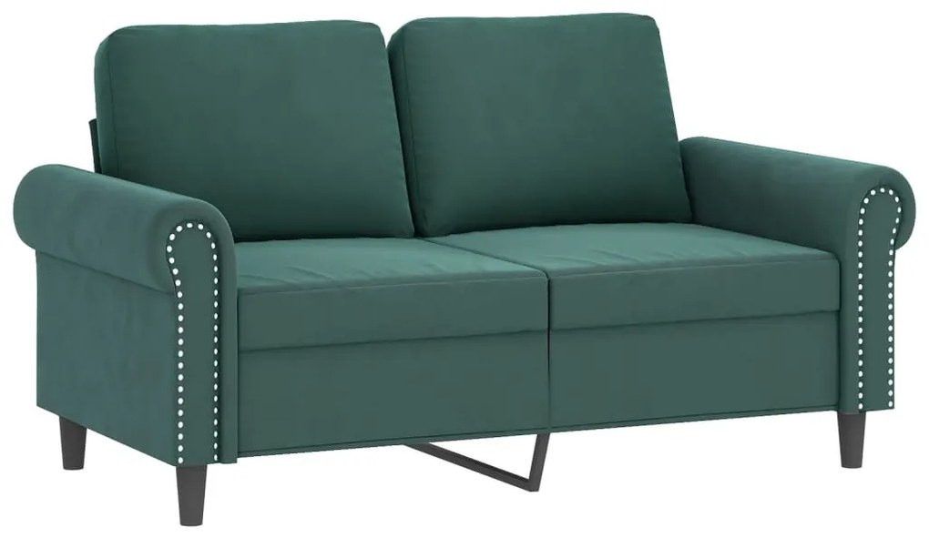 2 pcs conjunto de sofás com almofadas veludo verde-escuro