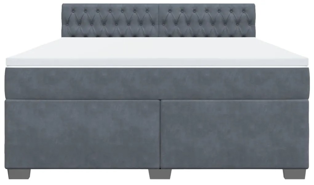 Cama com molas/colchão 180x200 cm veludo cinzento-escuro