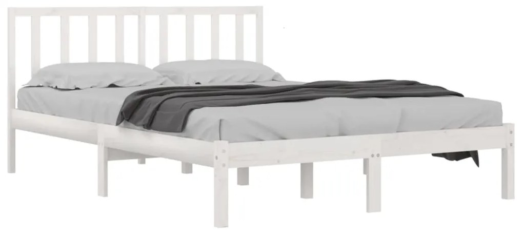 Estrutura de cama pequena casal 120x190 cm pinho maciço branco