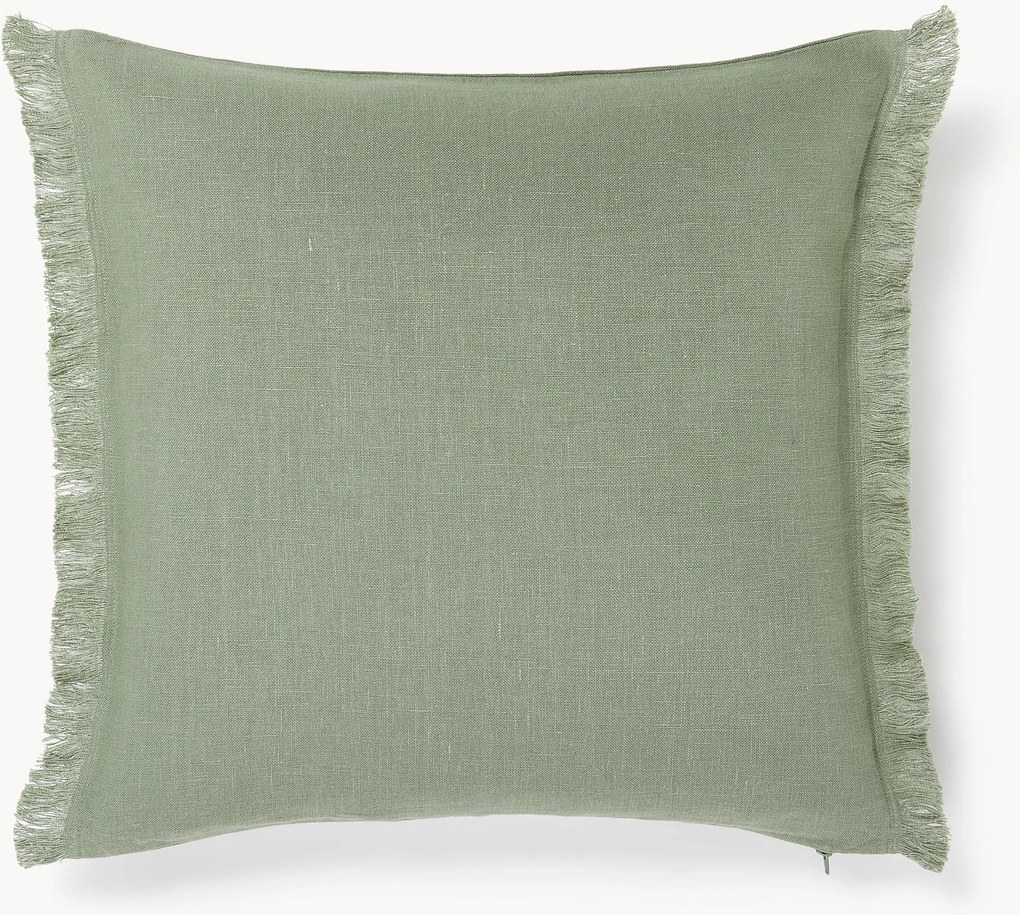 Capa de almofada em linho com franjas Luana
