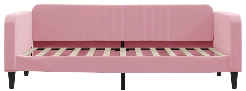 Sofá-cama com gavetão e gavetas 90x200 cm veludo rosa