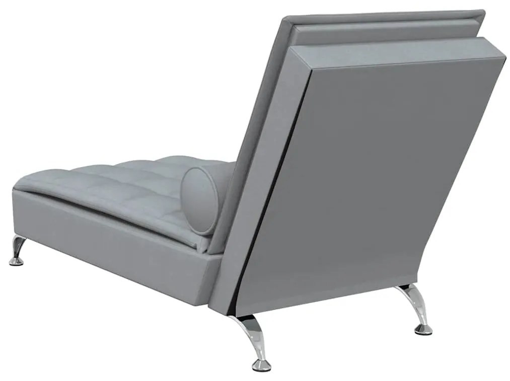 Chaise lounge de massagem com rolo tecido cinzento-claro