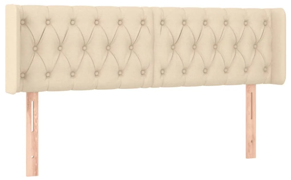 Cabeceira de cama c/ luzes LED tecido 147x16x78/88 cm cor creme