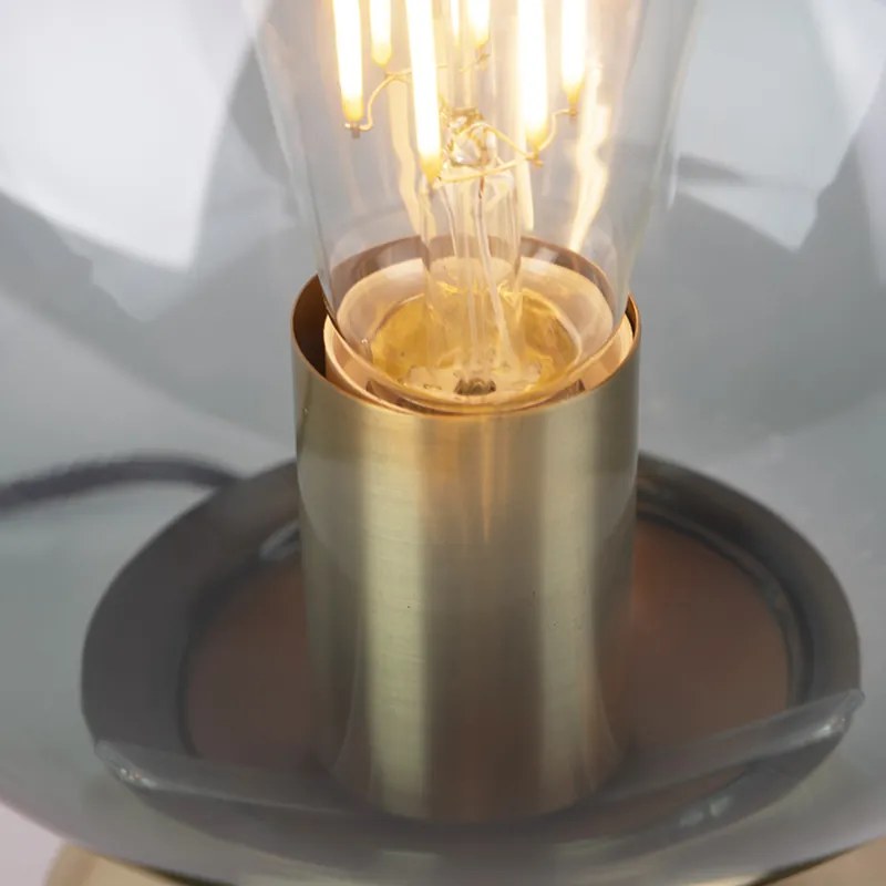 Candeeiro de mesa Art Déco em latão com vidro verde - Pallon Art Deco