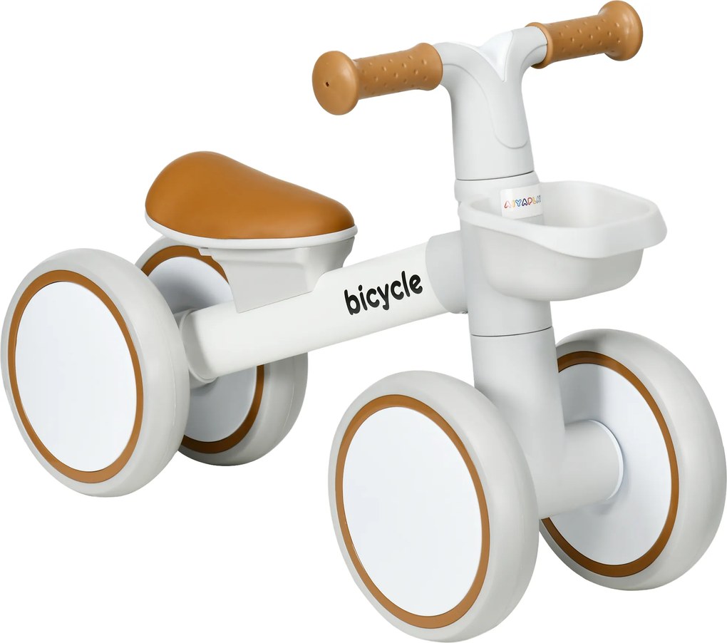 Bicicleta sem Pedais para Crianças de 12-36 Meses Bicicleta de Equilíbrio com Assento Ajustável 56x27x39 cm castaanho