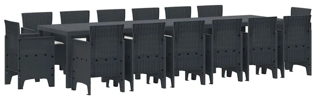 Conjunto de Jantar para Jardim 15 pcs Antracite Largo