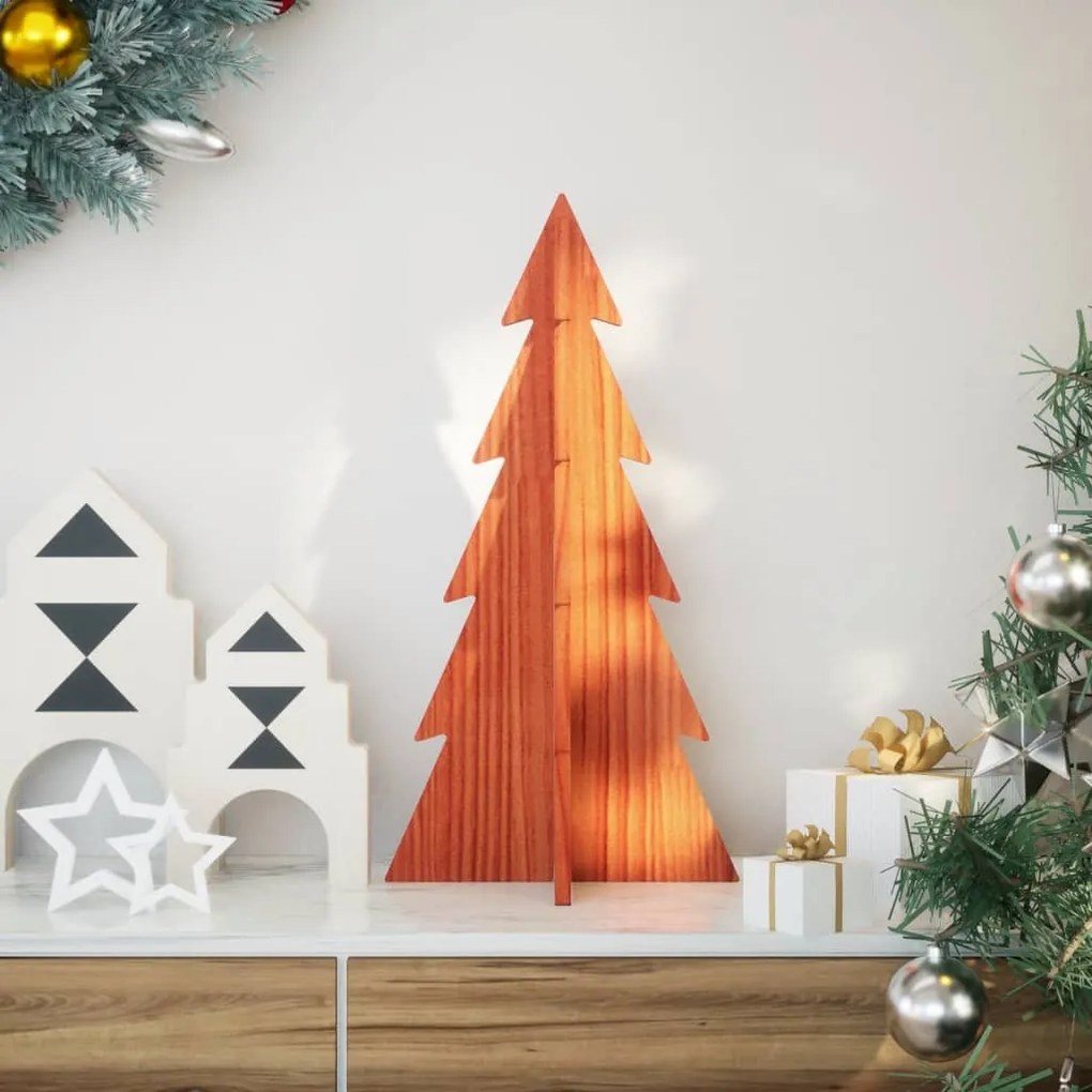 Árvore Natal decorativa 59,5 cm pinho maciço castanho-mel