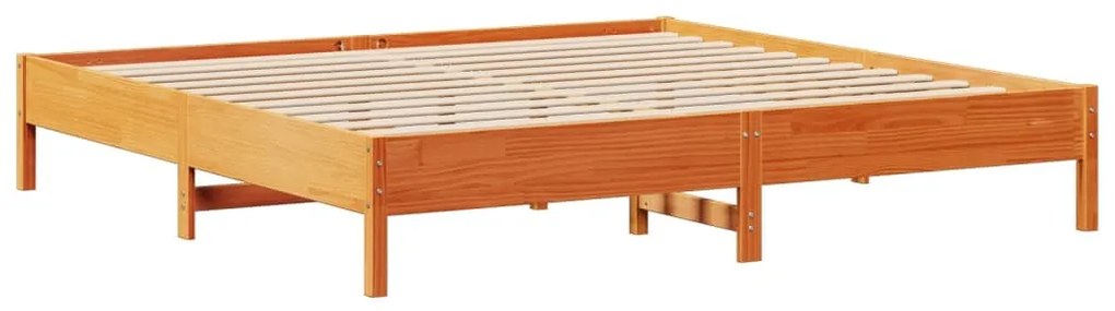 Cama sem colchão 200x200 cm pinho maciço castanho-mel