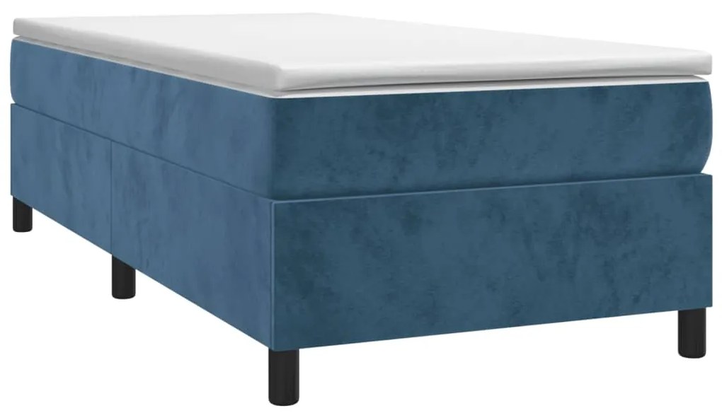 Estrutura de cama 100x200 cm veludo azul-escuro