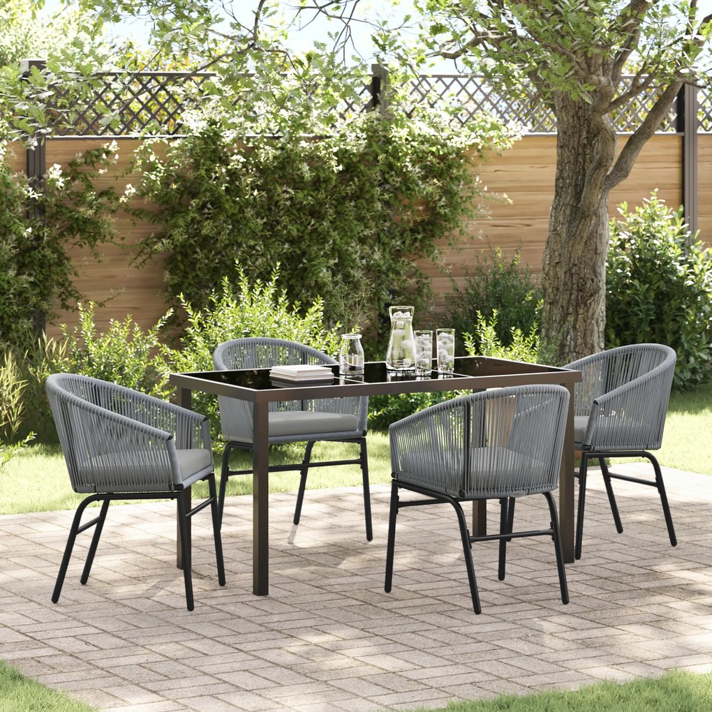 vidaXL Conjunto de Jantar de Jardim com 5 Peças em Vime Sintético Cinza