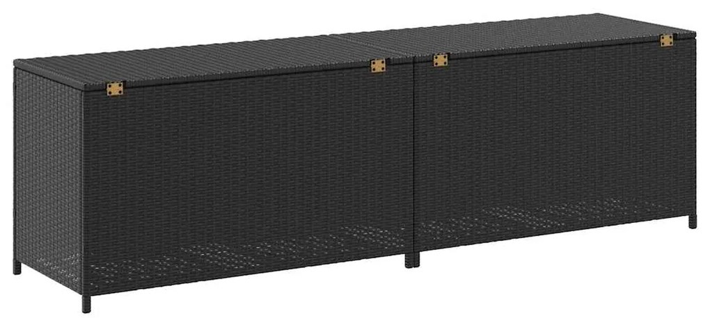 Caixa de arrumação para jardim 200x50x60 cm vime PE preto