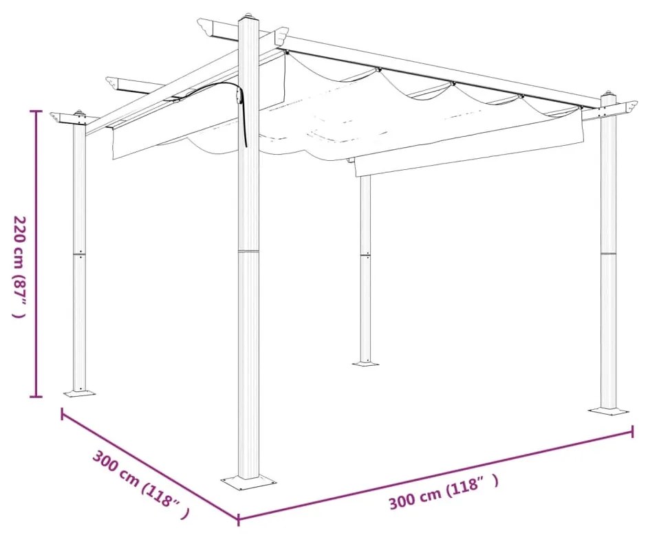 Gazebo de jardim com telhado retrátil 3x3 m antracite