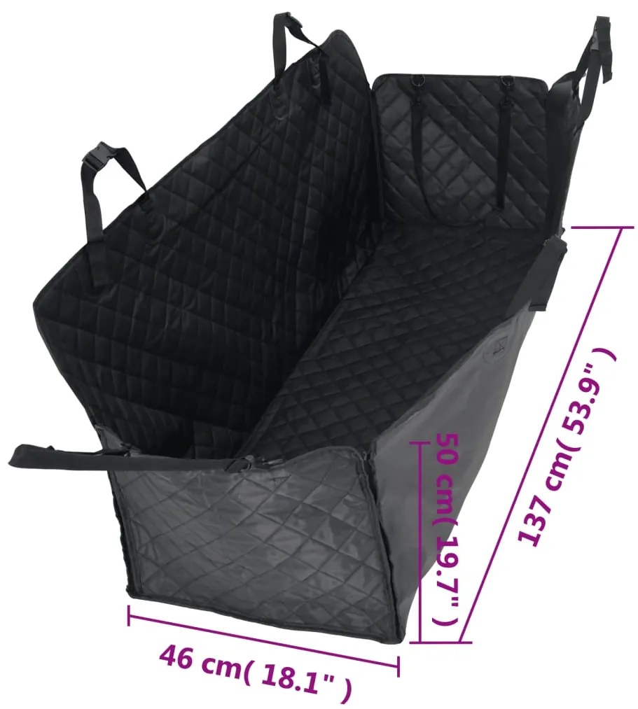 Cobertura de assento de carro para cão 137x46x50 cm preto