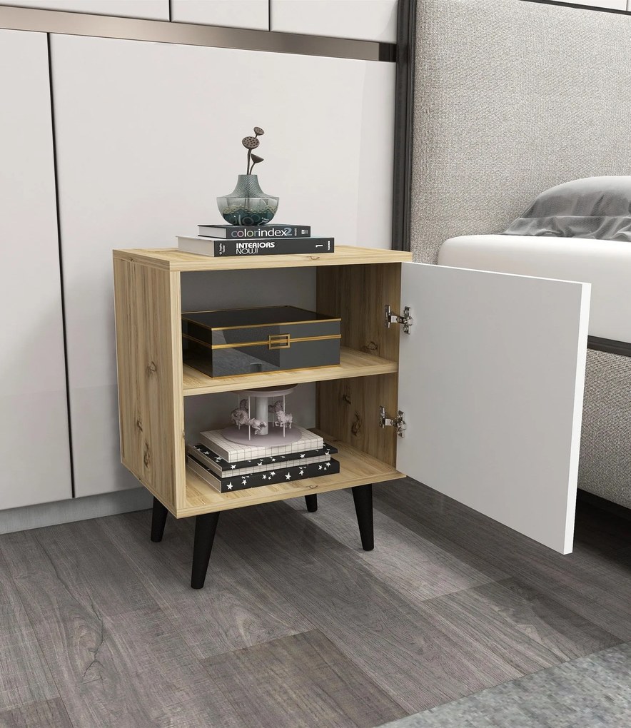 Mesa de Cabeceira Hastikoz – Carvalho Branco – 45x65x35 cm