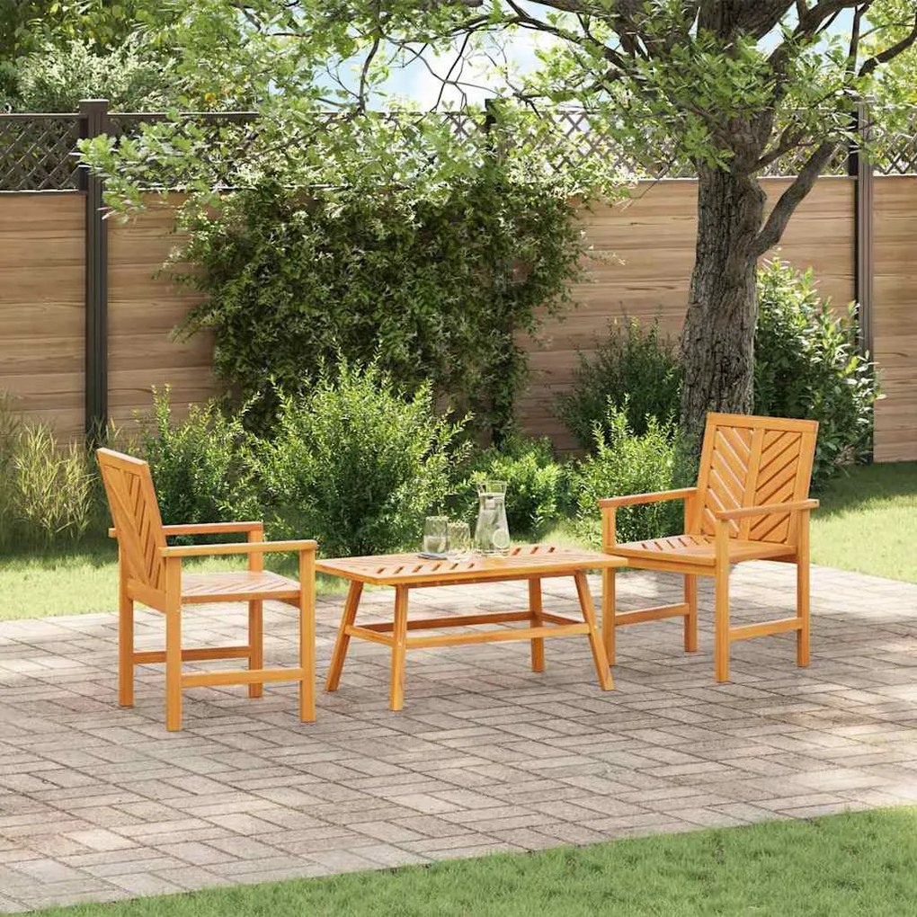 vidaXL Conjunto de Lounge Jardim 3 Peças em Madeira de Acácia