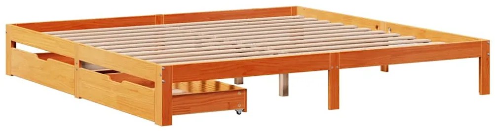 Estrutura de cama c/ gavetas 180x200 cm pinho castanho cera