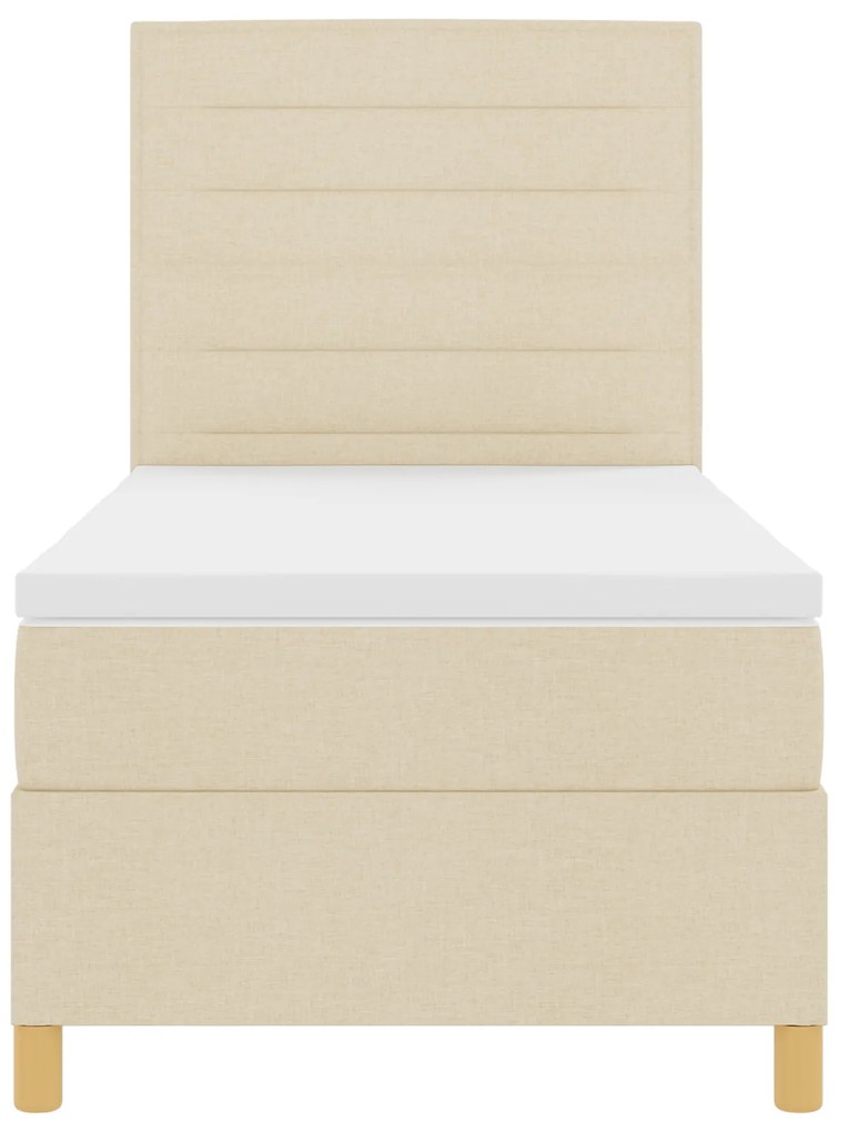 Cama Box Spring com Colchão Creme 100x200 cm Tecido