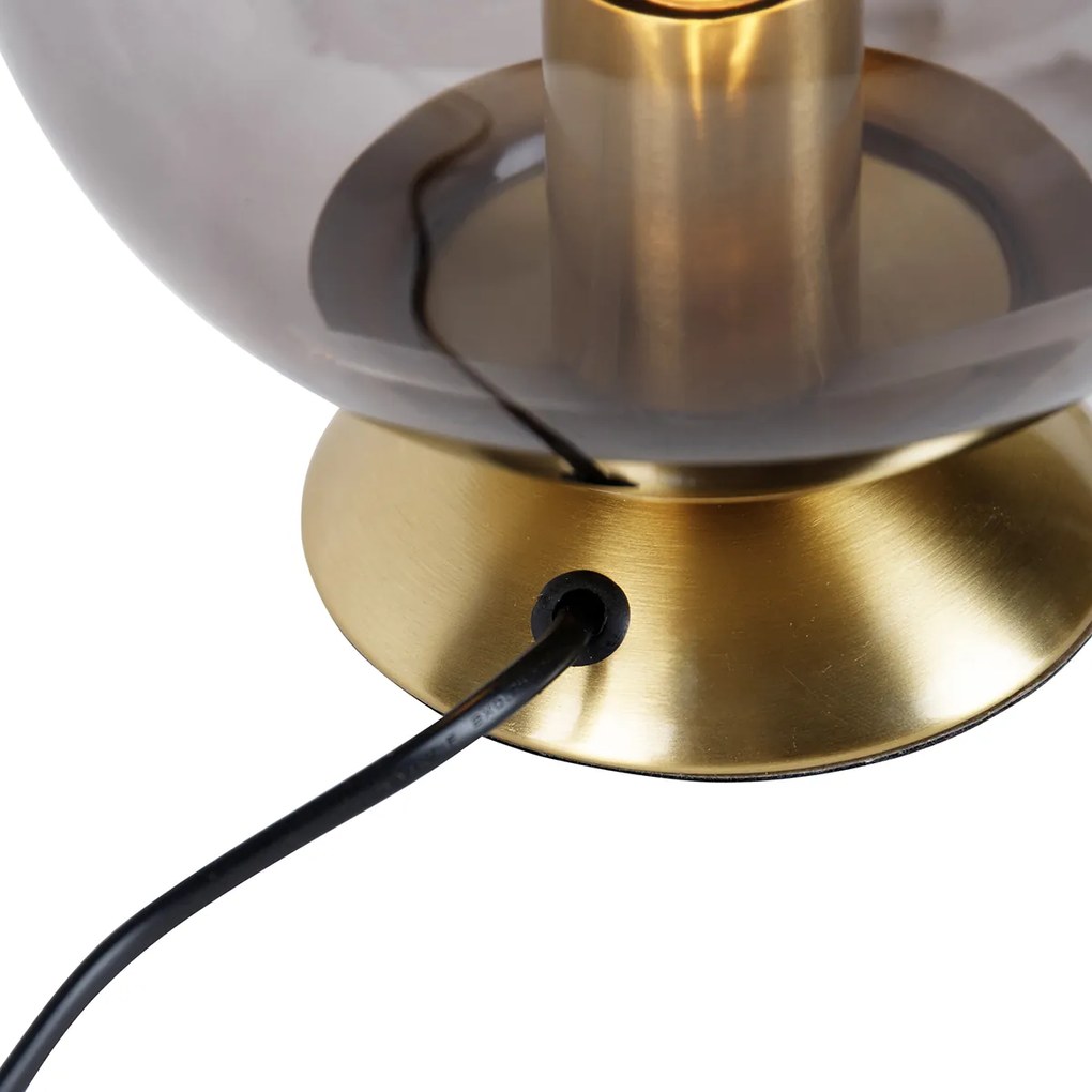 Candeeiro de mesa Art Déco em latão com vidro fumê - Pallon