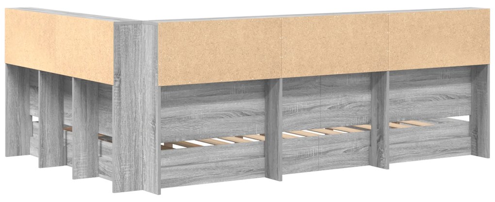 Cama com Estante Cinza Sonoma 120x200 cm Madeira Engenharia