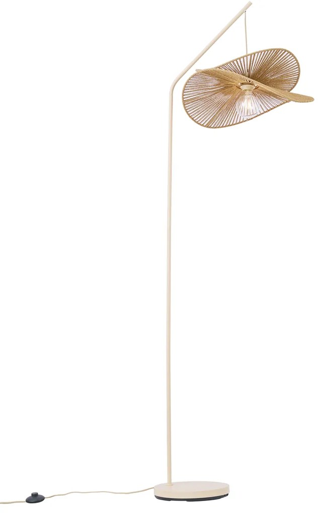Candeeiro de Pé Art Deco Bege com Abajur Bege - Nest Art Deco