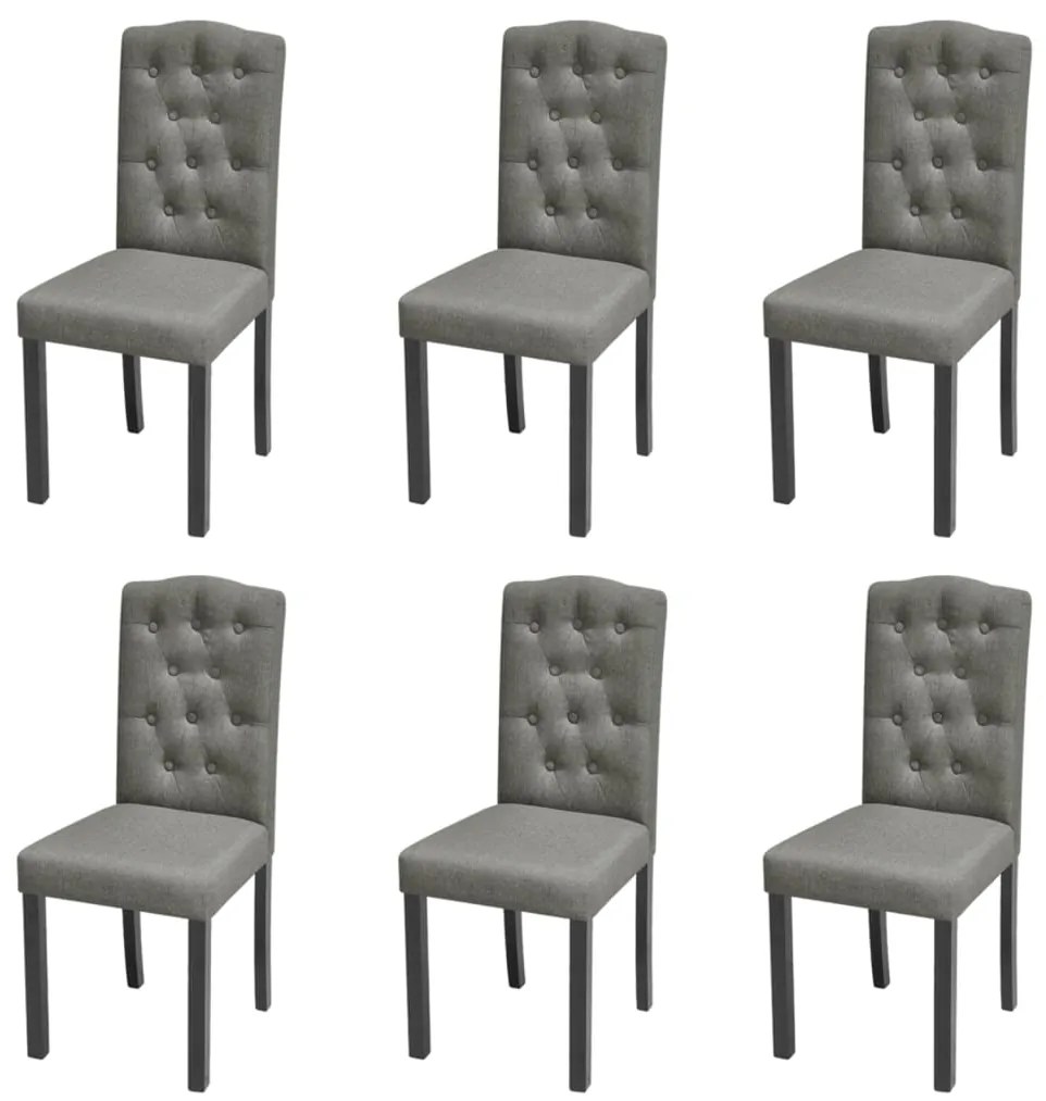 Cadeiras de jantar 6 pcs tecido cinzento