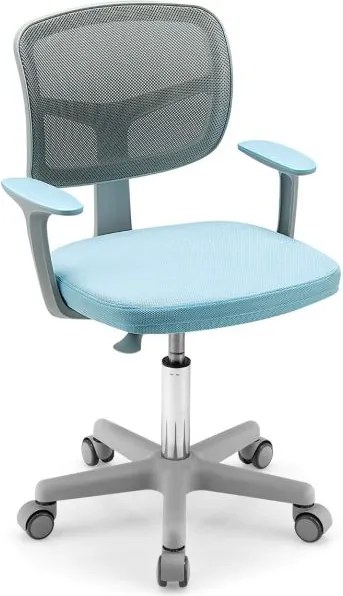 Conjunto 2 em 1 de secretária e cadeira para crianças Secretária ajustável em altura e ângulo com cadeira ergonómica giratória Azul