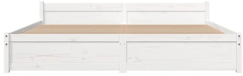 Estrutura de cama super king pinho maciço 180x200 cm branco