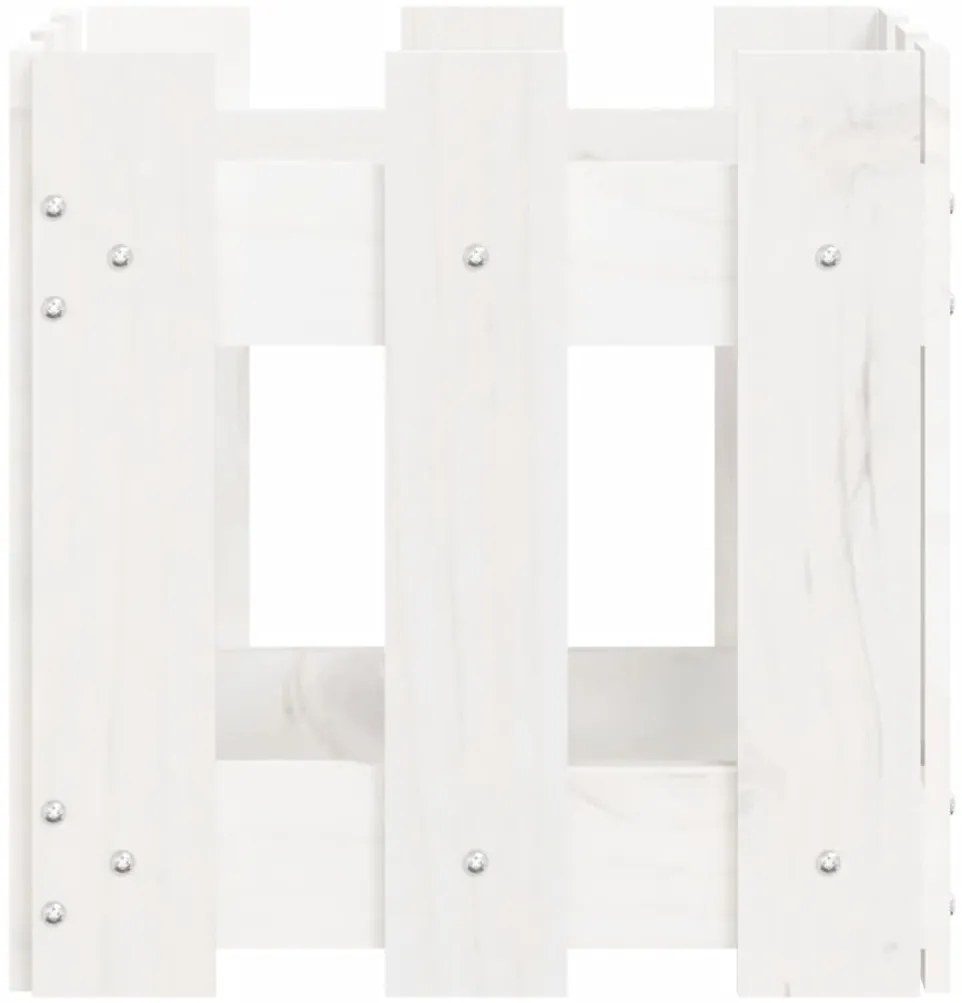 Vaso de Jardim c/ Design Cerca - 30x30x30 cm - Pinho Maciço - Branco