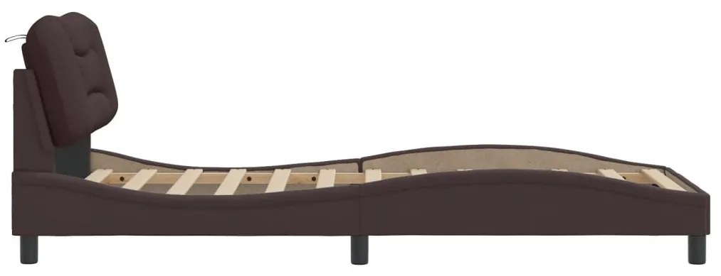 Estrutura de cama sem colchão 90x200 cm tecido castanho-escuro