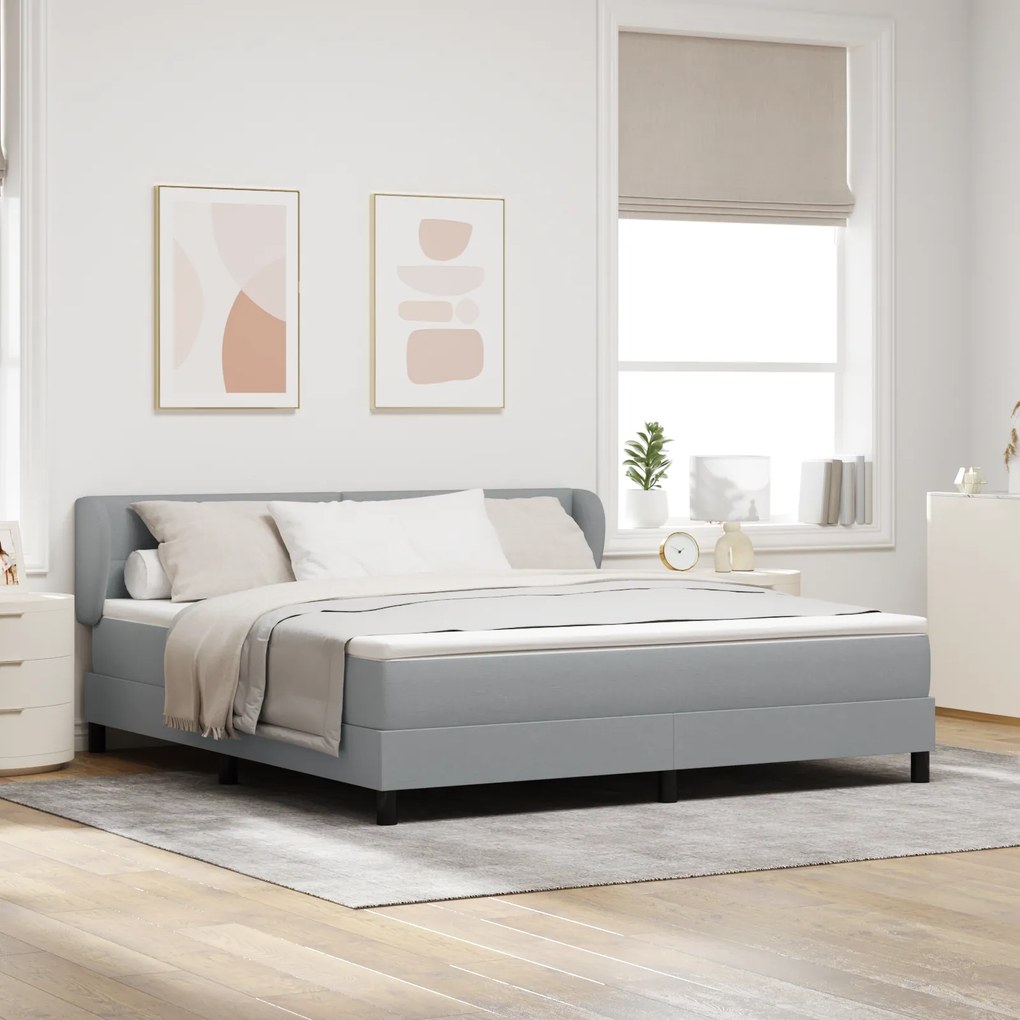 Cama com Box e Colchão vidaXL Cinza Claro 180x200 cm em Tecido