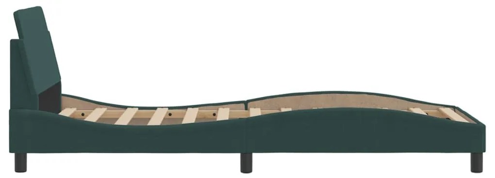 Estrutura de cama sem colchão 90x200 cm veludo verde-escuro