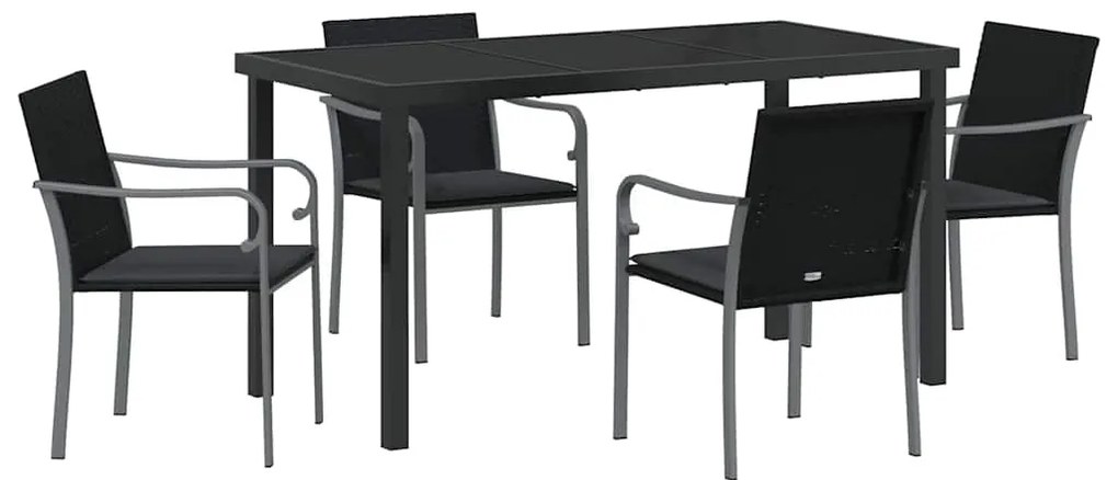 Conjunto de Jantar de Jardim com 5 Peças e Almofadas - Rattan Poliéste