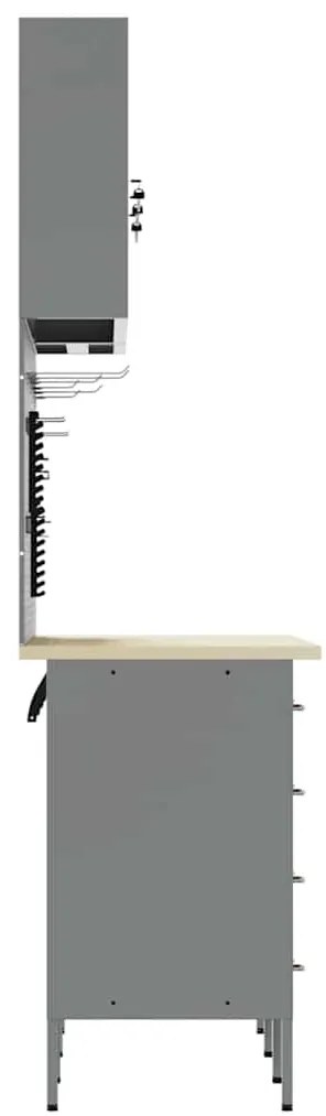 Conjunto de Armário de Trabalho e Painel de Ferramentas vidaXL com 8 P