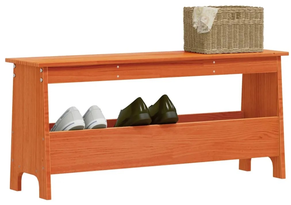 Banco de corredor 100x28x45 cm pinho maciço castanho cera
