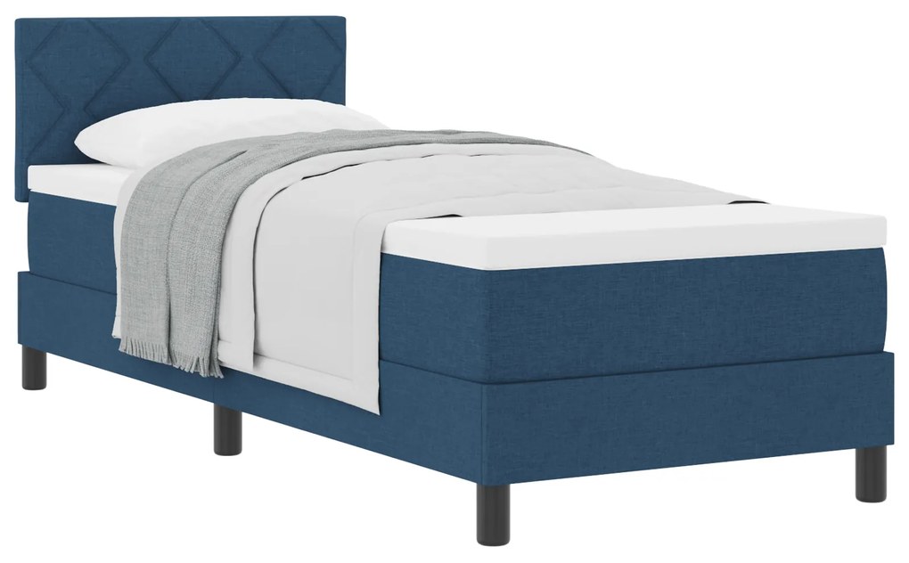Cama Box Spring com Colchão Azul 80x200 cm Tecido
