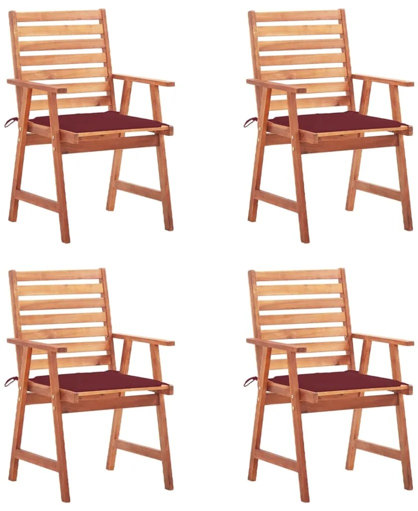Cadeiras de jantar p/ jardim 4 pcs c/ almofadões acácia maciça
