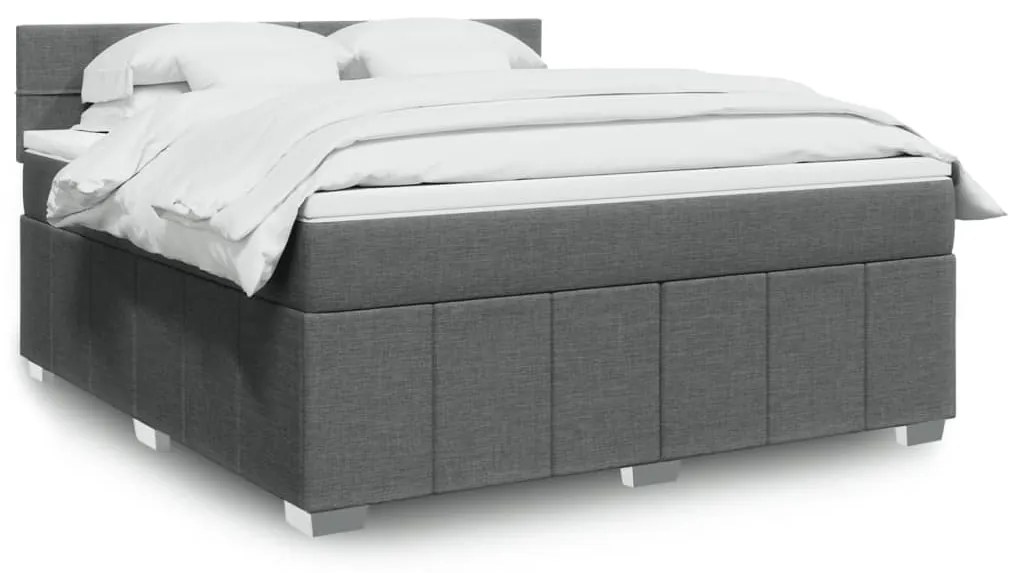 vidaXL Cama com molas/colchão 180x200 cm tecido cinzento-escuro