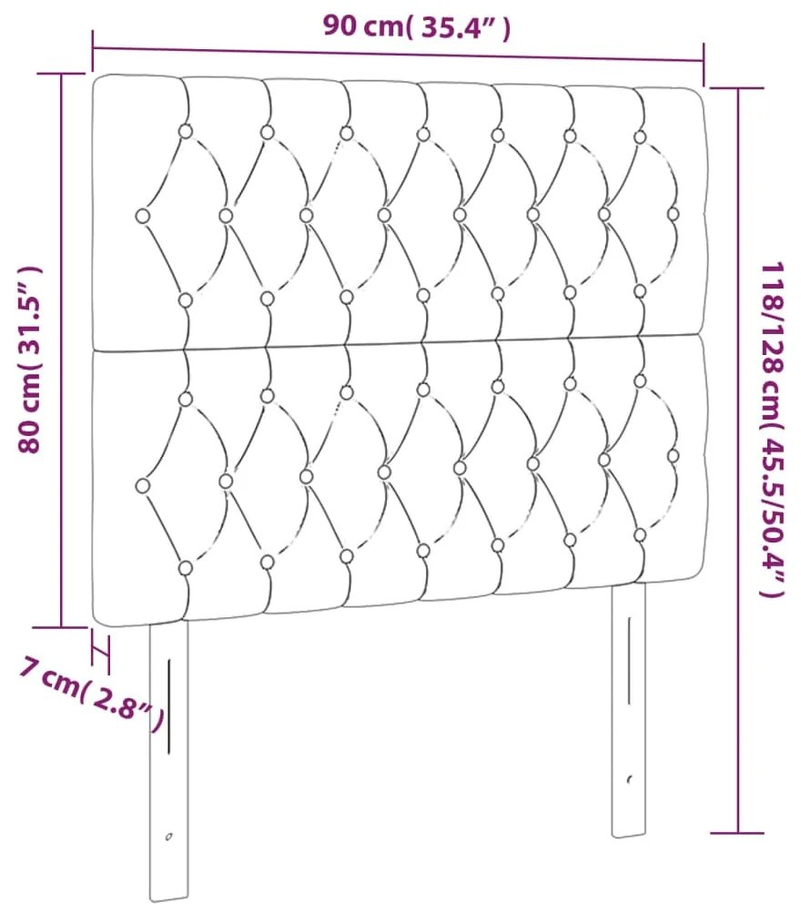 Cabeceira de cama c/ luzes LED tecido 90x7x118/128 cm castanho