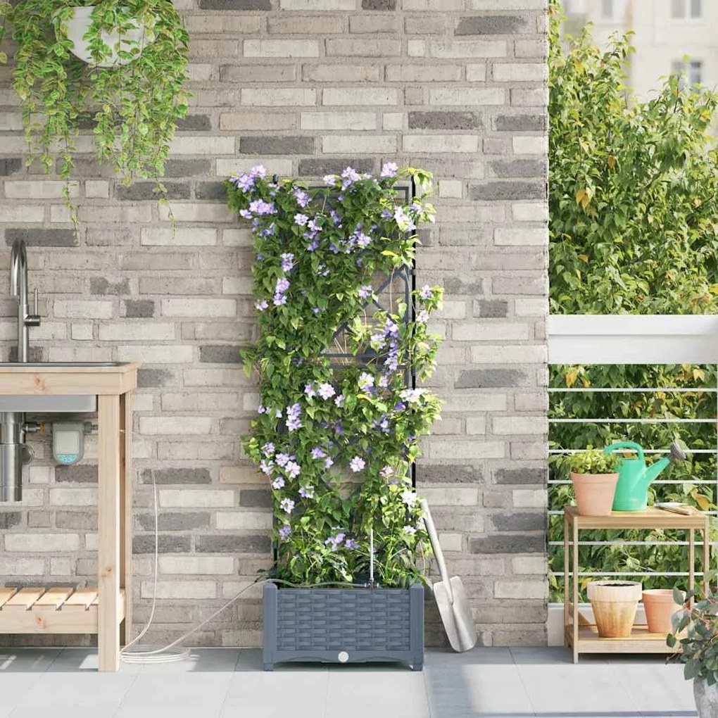 Jardineiras de Jardim 1 pc Cinzento-claro 40 x 40 x 126 cm