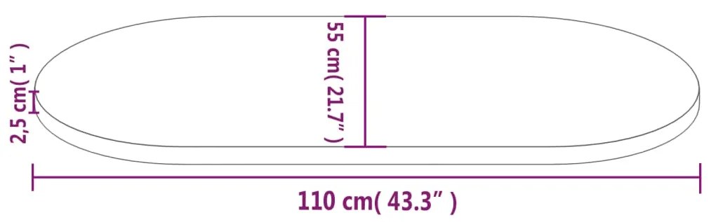 Tampo de mesa oval 110x55x2,5 cm pinho maciço branco