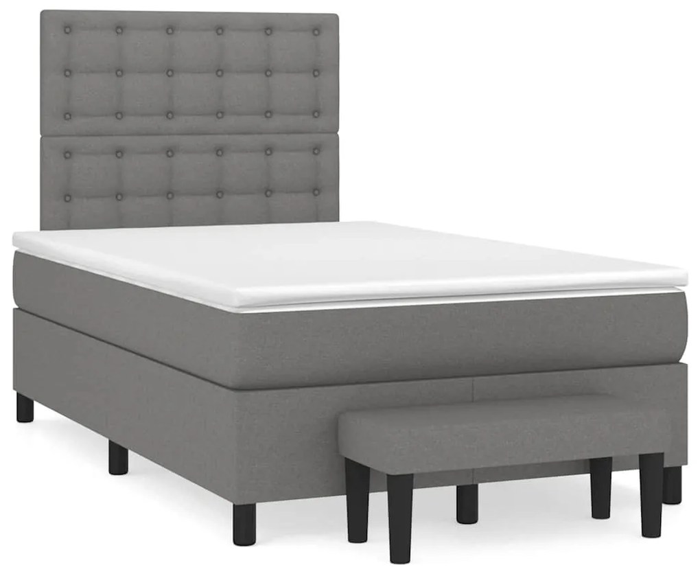 Cama boxspring com colchão 120x190 cm tecido cinzento-escuro