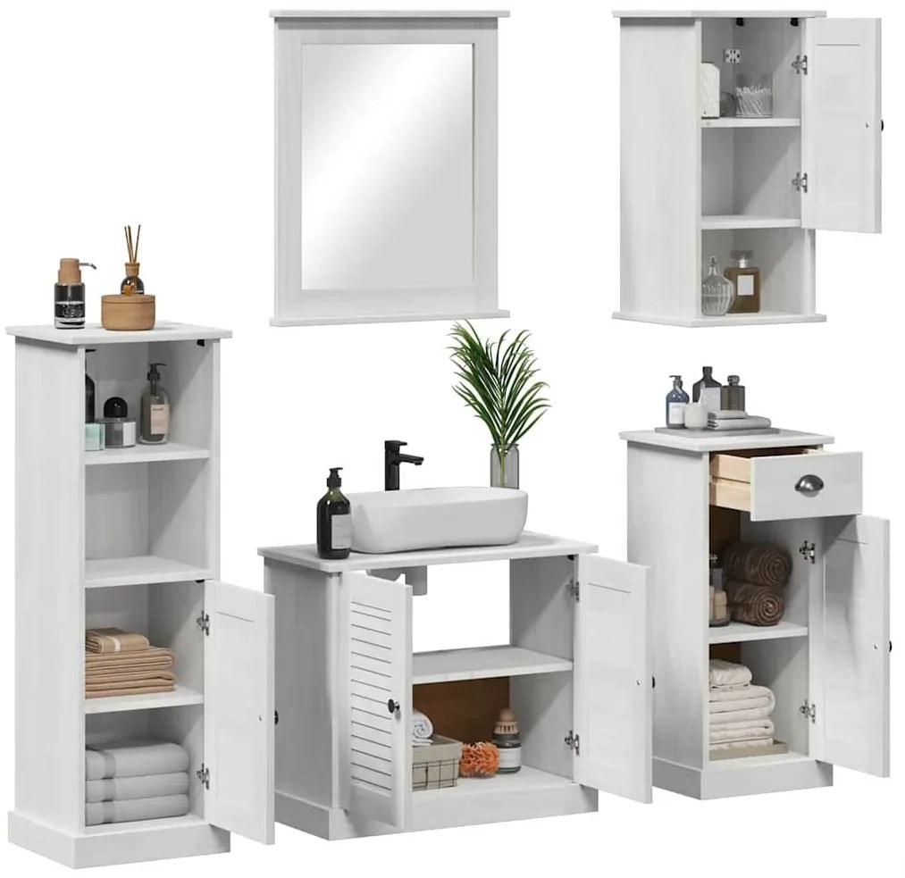 Conjunto de Móveis para Banheiro com gaveta 5 pcs Branco antigo