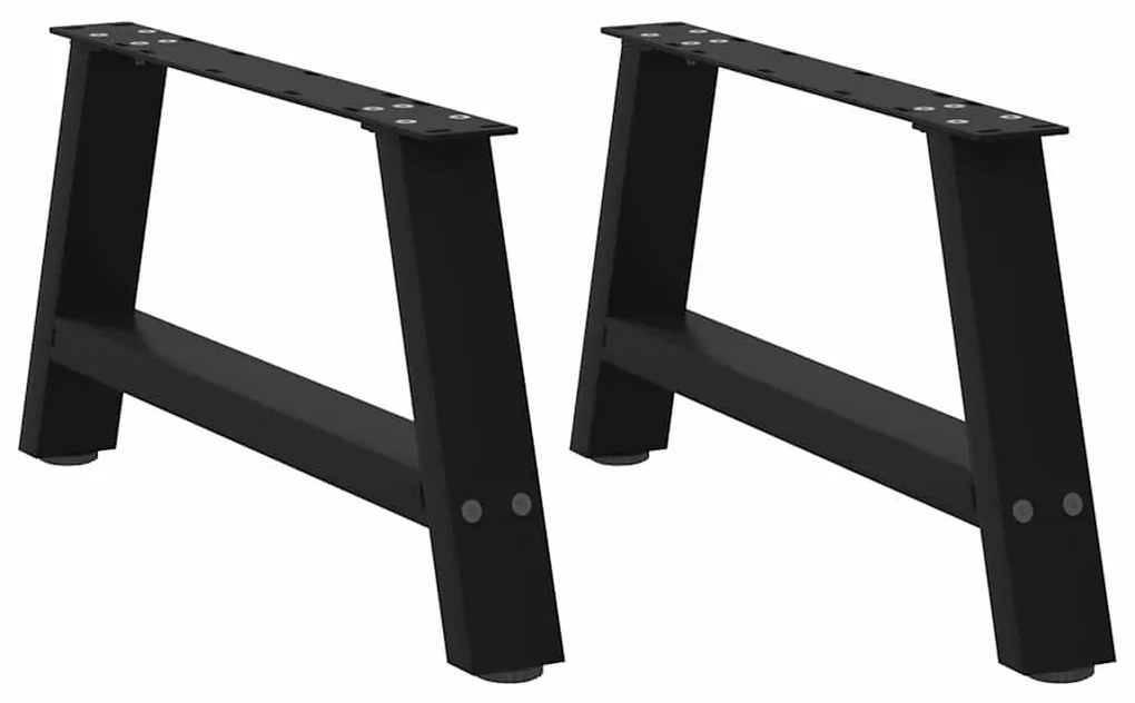 vidaXL Pés para mesa de centro em formato A, 2 peças, preto, 70x(30-31) cm, aço