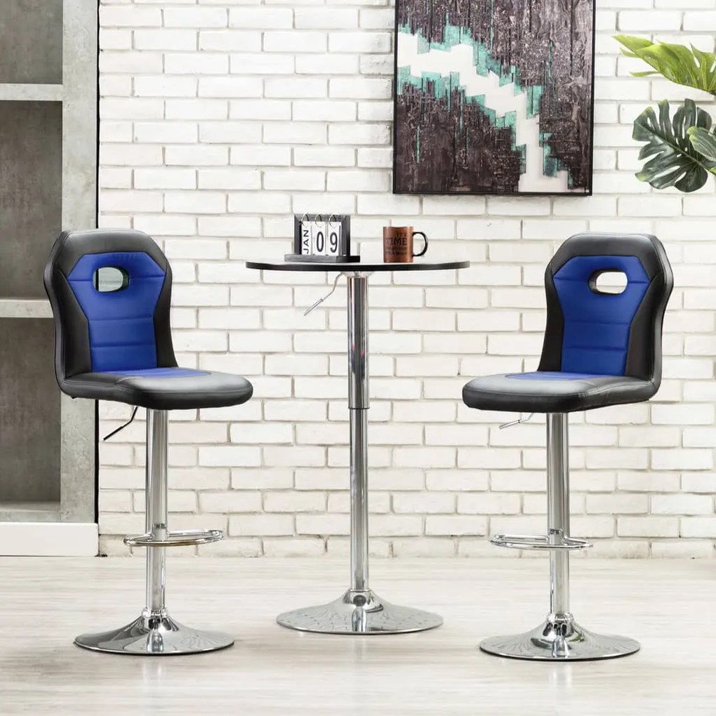 vidaXL Bancos de bar 2 pcs couro artificial azul