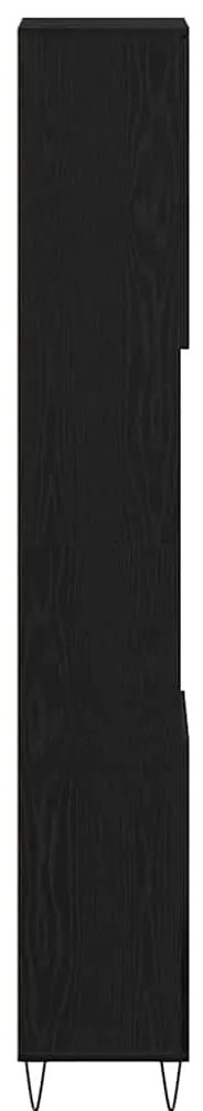 Armário de Banheiro vidaXL Preto Carvalho 30x30x190 cm Madeira Engenha