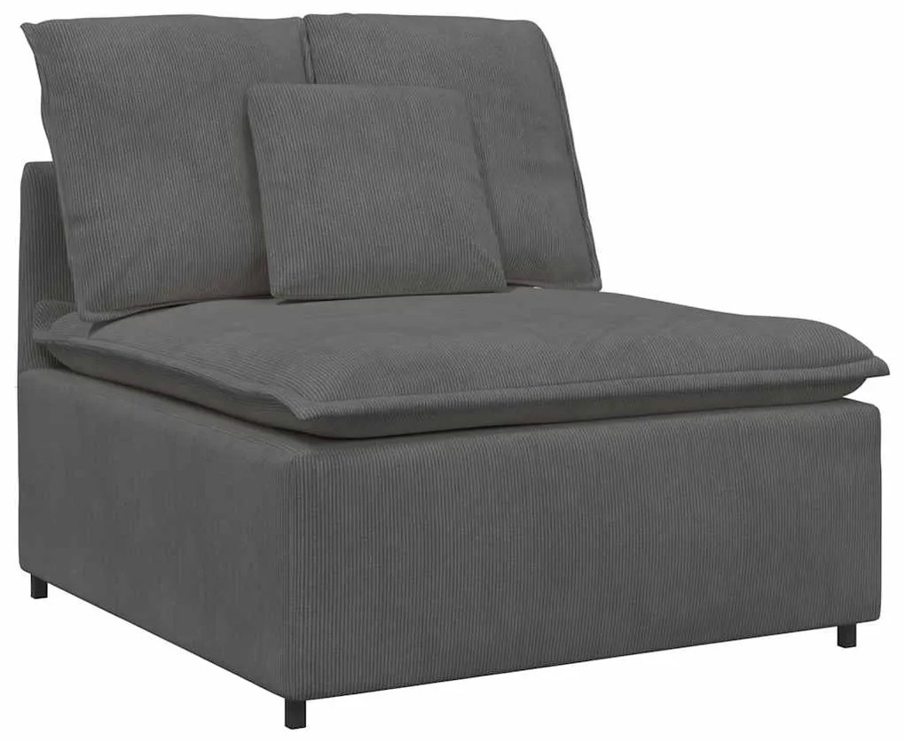 Sofá modular com almofadas tecido corduroy cinzento-escuro