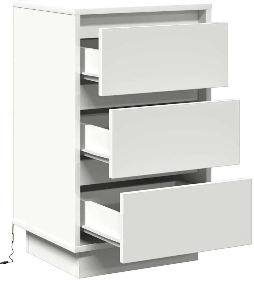 Criado-Mudo com LED Branco 39x34.5x65 cm Madeira Engenheirada
