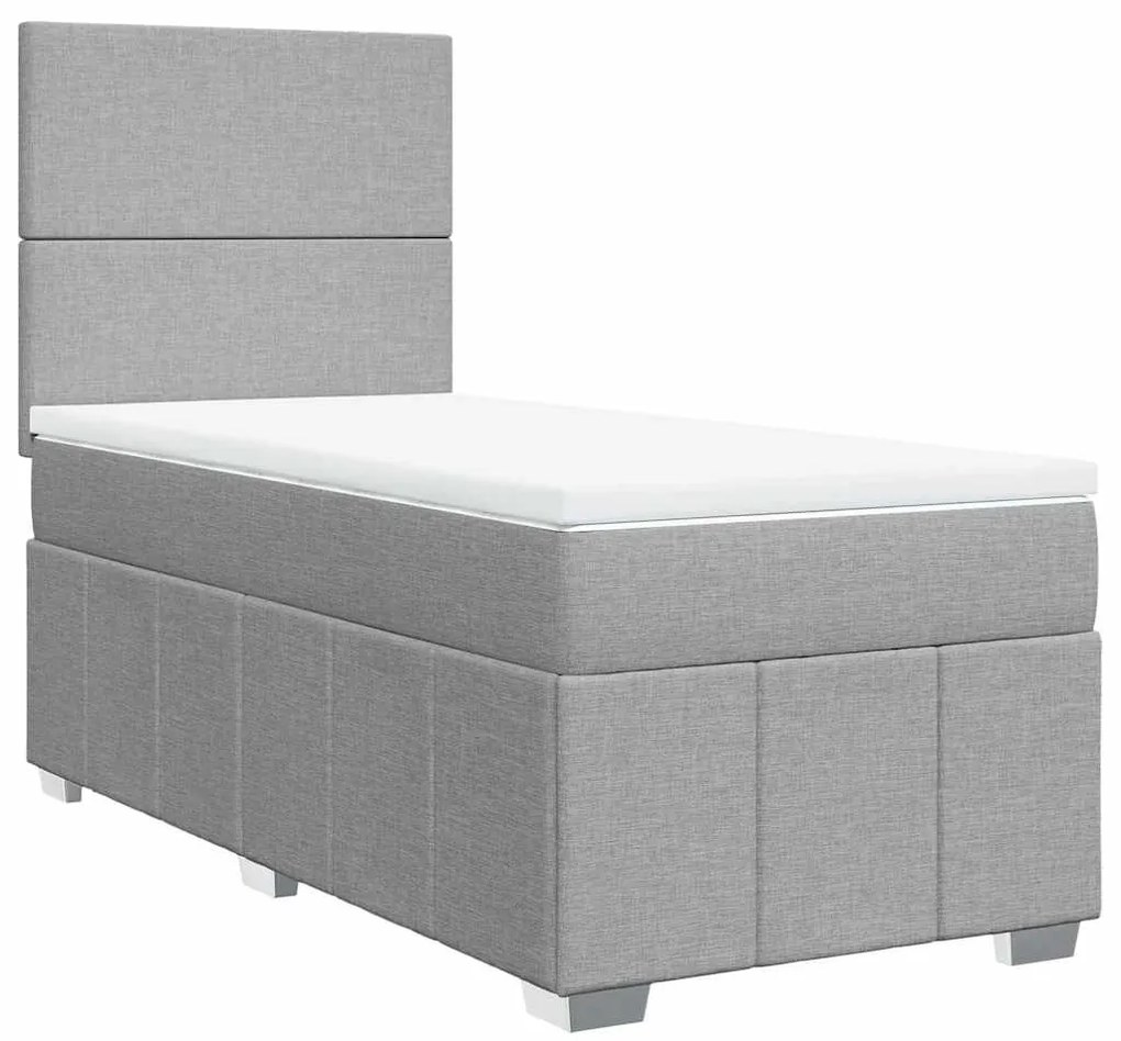 Cama com molas/colchão 80x200 cm tecido cinza-claro