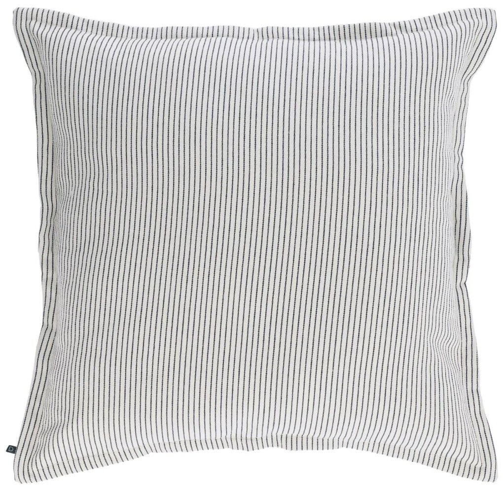 Kave Home - Capa almofada Aleria algodão riscas cinza e branco 60 x 60 cm