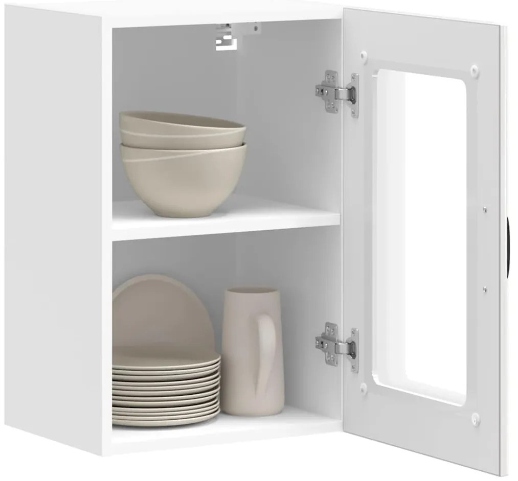 Armário de parede cozinha porta vidro Lucca branco brilhante
